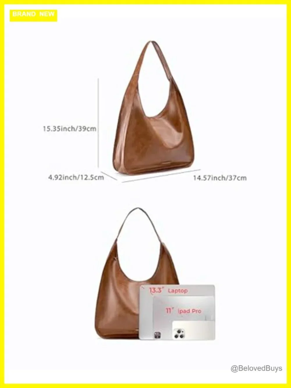 PU Leather Hobo Shoulder Bag, Spacious Tote with Detachable Pouch